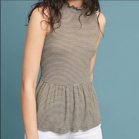 Anthropologie T.la NWT Striped Peplum Top Blouse - Picture 4 of 7